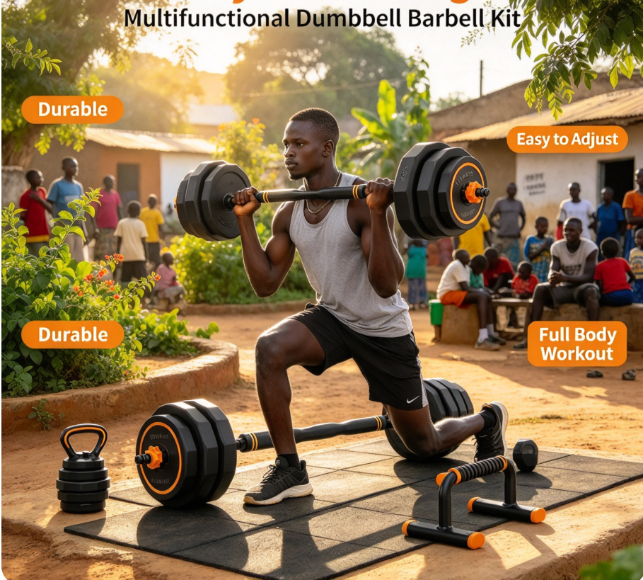 🏋️ Cash on Delivery 🎁 Adjustable Dumbbell Set – 44 lbs Multi-Functional Weight Set, Use as Dumbbell, Barbell, Kettlebell & Push-Up Stand – Home Gym Fitness Equipment – Christmas Gift Idea – Free Shipping