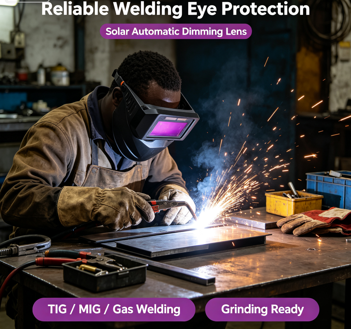 Pay on delivery 1PCS set of welding safety goggles with solar automatic dimming, equipped with 5 protective lenses