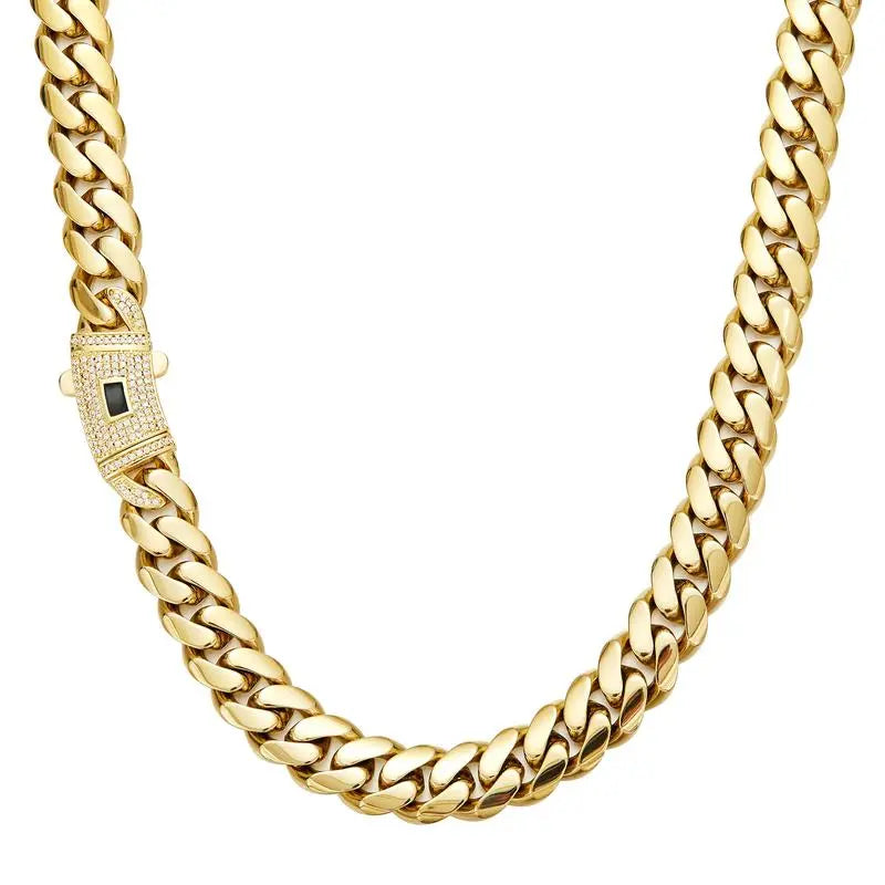 14K Gold-Plated Cuban Necklace & Bracelet Set - 14mm Miami Hip-Hop Couples Jewelry 🎵 Free Shipping & Cash on Delivery 📊