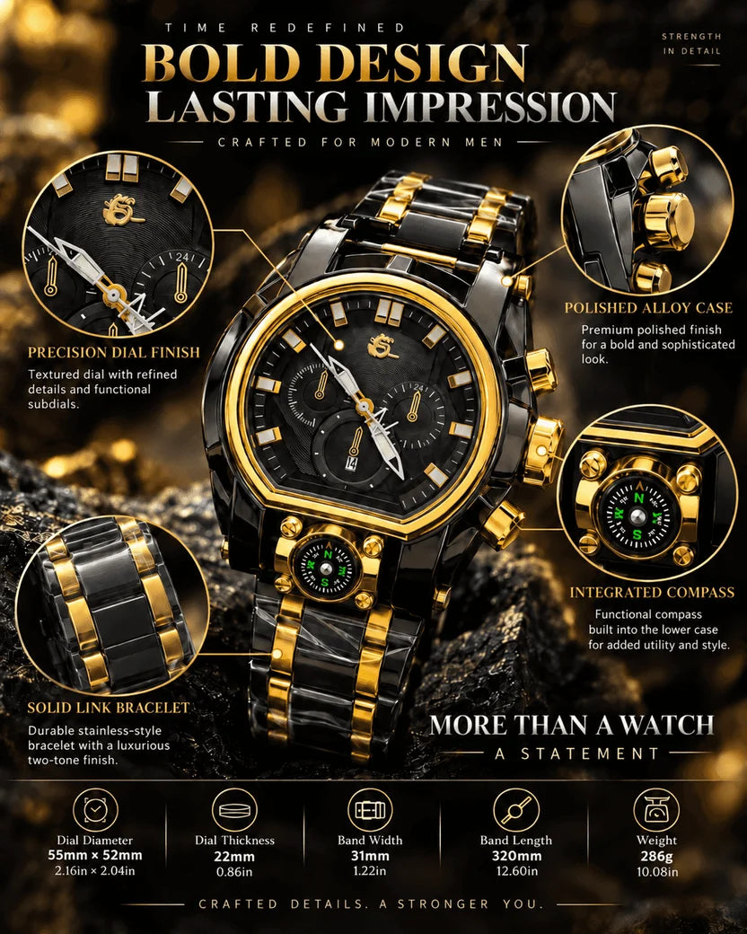 ⌚ Cash on Delivery 🎁 Men's Oversized Guide Ball Unique Shaped Punk Design Street Fashion Timepiece – Compass Bezel, Creative Shape, Quartz Movement – Stylish Gift Box – Perfect Gift – Free Shipping
