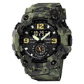 Skmei Men's Large Digital Dual-Display Sport Watch – Military Green Camouflage, 50m Waterproof, Night Light, Dual Time, Multifunction – Ideal for Parties & Gifts