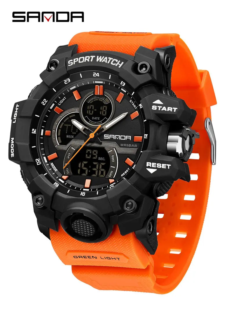 Men's Fashion Sportive Waterproof Digital Watch, Casual Trendy Luminous Digital Watch, Multifunctional Electronic Watch with Box