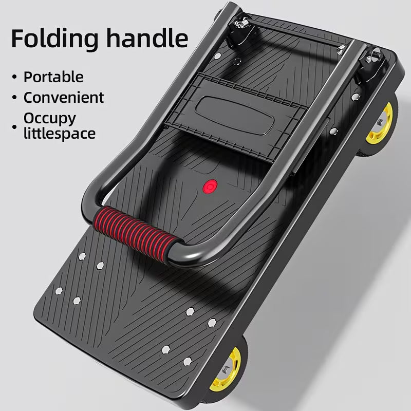 Folding Flat Cart – 660lbs Capacity, Silent Swivel Wheels for Moving & Home Renovation