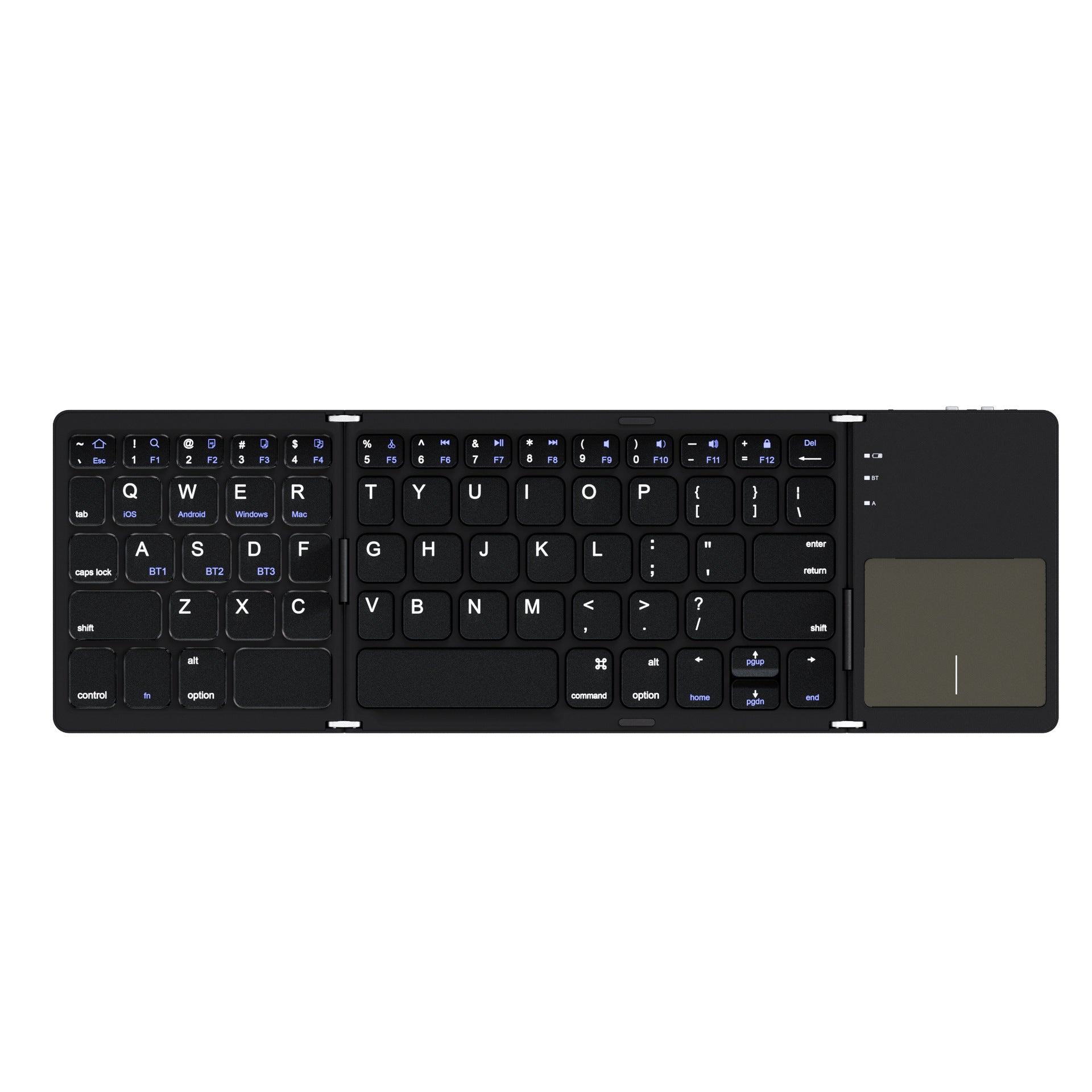 B033 Portable Ultra‑Thin Wireless Mini Tri‑Folding Bluetooth Keyboard – with Touchpad, Universal for Phone & Tablet, Office & Entertainment
