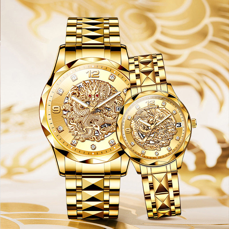 AIYISHI Couple Watch Set – Original Quartz Movement, 30M Waterproof, Luminous Display, Alloy Strap, Mineral Reinforced Glass, Butterfly Dual Push-Button Clasp – Perfect Gift for Couples