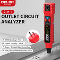 DELIXI 2 in 1 Outlet Circuit & Voltage Tester Pen, 2–440V AC Voltage Detector with NCV Function, Integrated GFCI Outlet Tester & Polarity Check, LCD Display, Audible Alarm & Flashlight, 3 Prong AC Voltage Socket Checker, Wiring Fault Detector