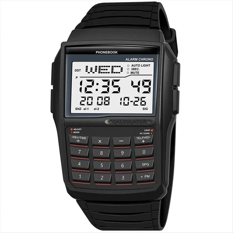 Trendy Multifunctional Digital LED Watch for Students ¨C Sports Style, 3-Bar Glass-Plastic, Luminous, with Calculator, Phone Number Storage, Alarm & Week Display