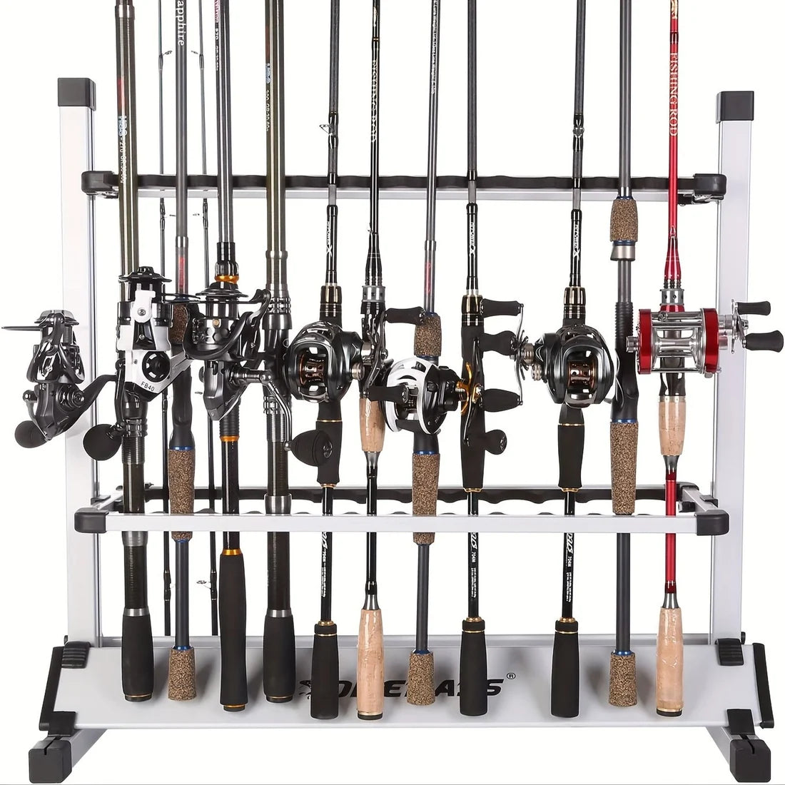 🎣 Cash on Delivery 🪝 Portable Aluminum Fishing Rod Rack – Holds Up to 24 Rods, Lightweight & Rust-Resistant, Space-Saving Organizer for Home & Outdoor Fishing Gear – Free Shipping