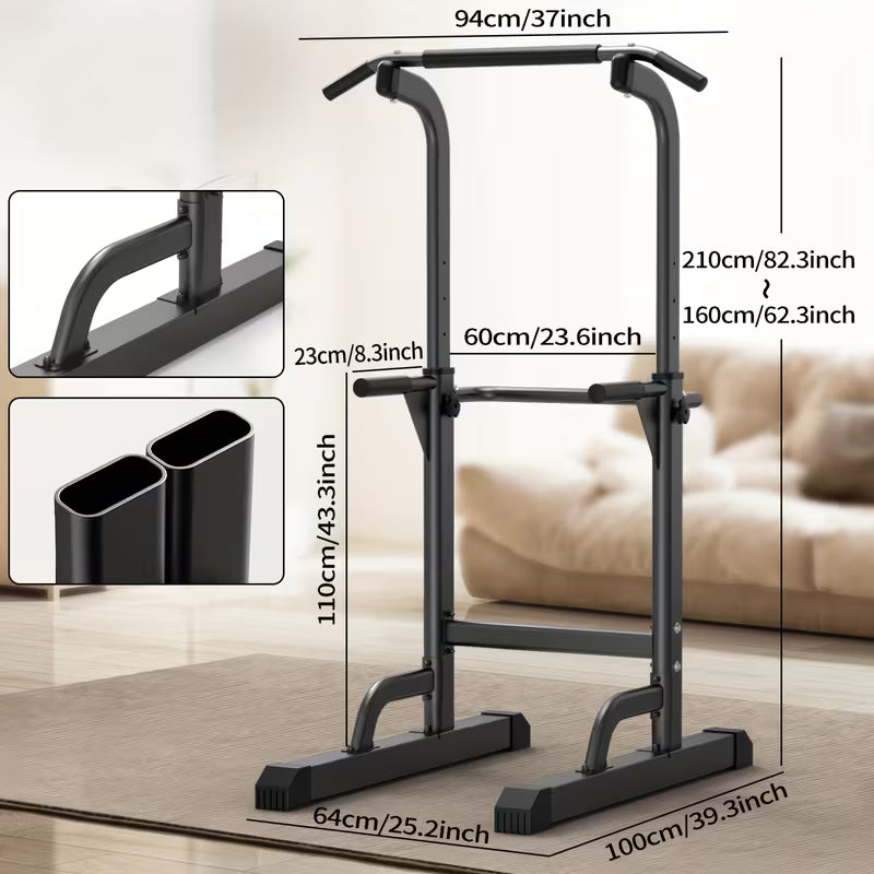 Adjustable Height Power Tower – Multi-Functional Dip Station & Pull-Up Bar for Home Gym