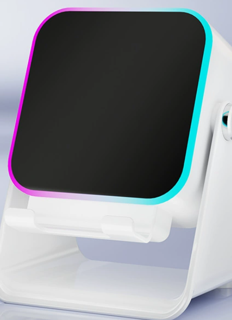 5000mAh Bluetooth 5.3 Speaker with Stand – Portable Wireless Sound Box, 360° Colorful Breathing Light, Dual Modes – White 🎵 Free Shipping & Cash on Delivery 📊