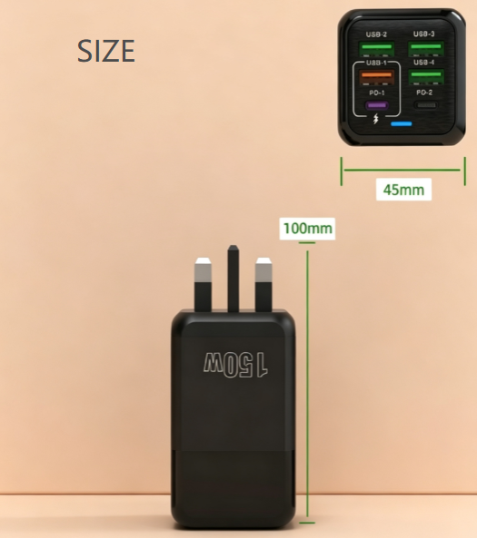 🔌 Cash on Delivery ⚡ 150W Super Fast Charging Head – Multi-Port Desktop Charger & Multifunctional Adapter – Universal for Phones, Tablets & Laptops – GaN Technology – Free Shipping