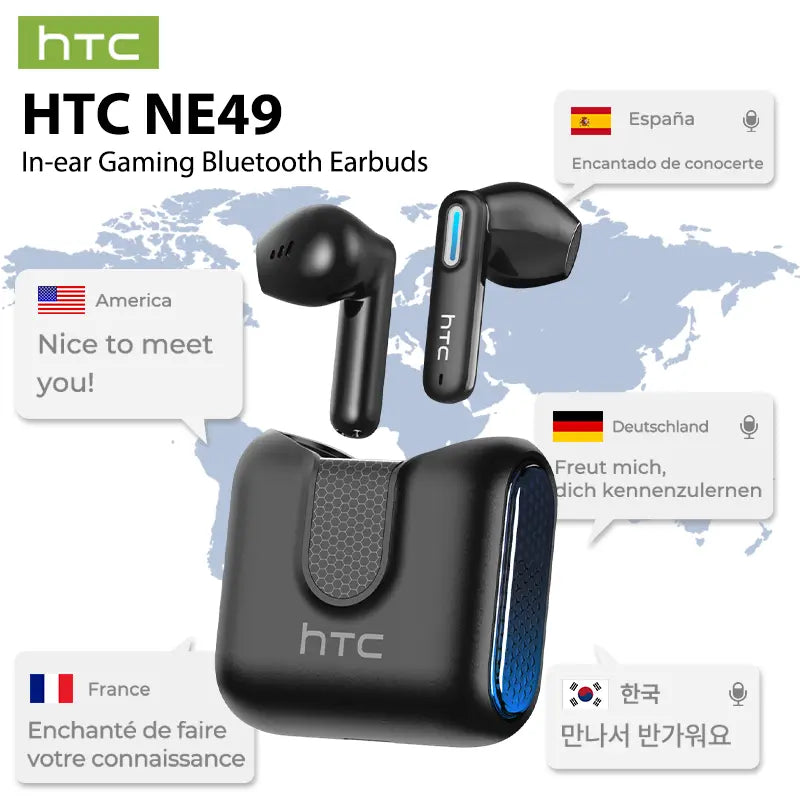 🎧 Cash on Delivery 🔥 HTC NE49 Wireless Earbuds – Bluetooth 6.0 Gaming Headsets, High Fidelity, IPX5 Waterproof, Suitable for Office, Sports, Study & Audio Calls, Built-in Microphone, TWS Earphones – Free Shipping