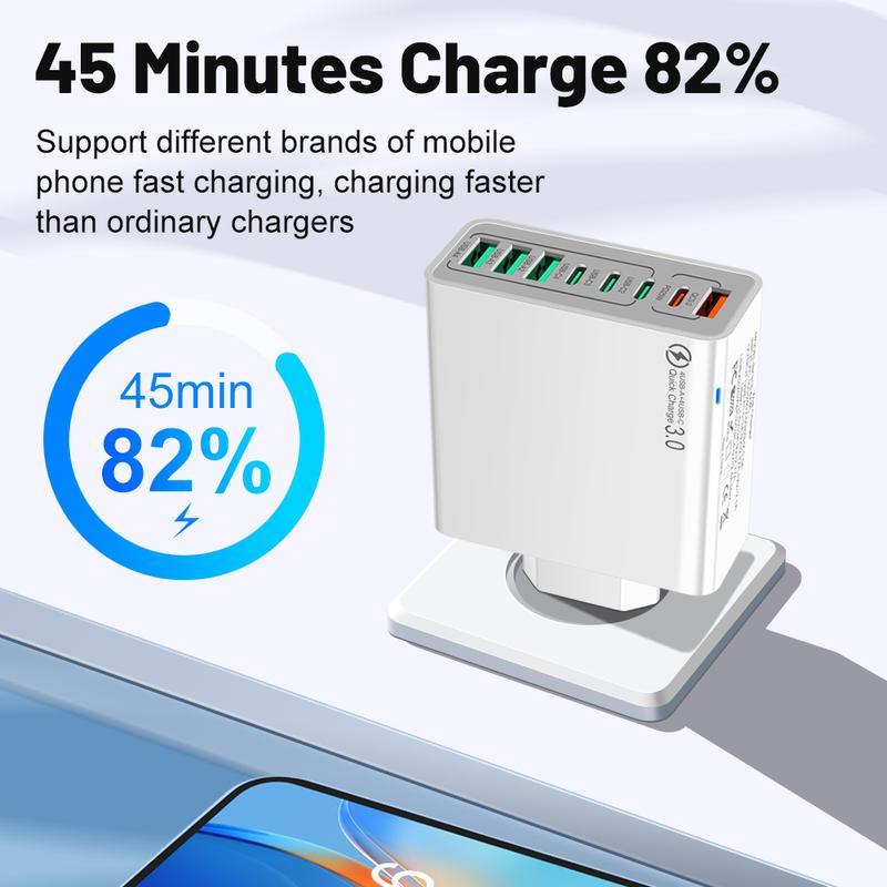 8 in 1 Waterproof Ports USB Fast Charger - Multi-Port Charging Station for Multiple Devices, High-Speed Hub with Outlet Plug 🎵 Free Shipping & Cash on Delivery 📊