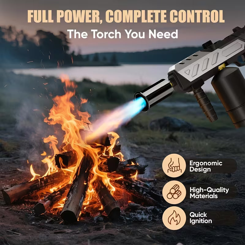 Propane Torch Gun – Adjustable Flame, Detachable for BBQ, Soldering & Camping（Gas not included）
