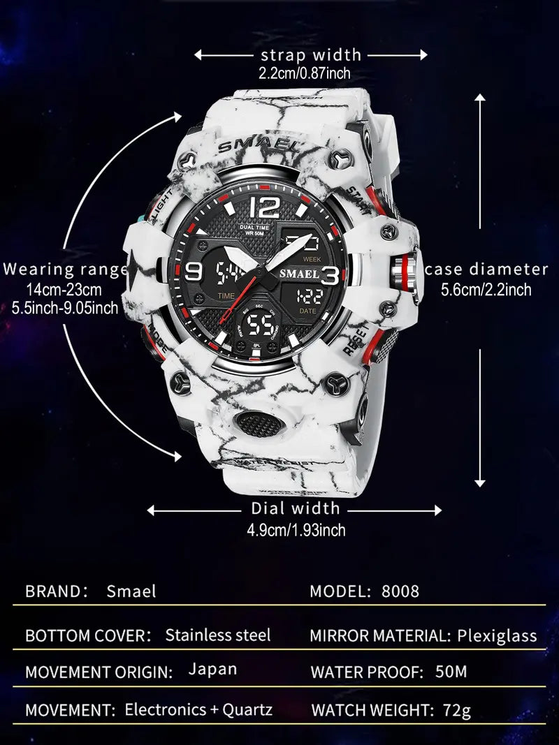 Men's Digital-Analog Quartz Watch with Date Display ¨C Fashion Sports, Waterproof, Luminous, Multifunctional