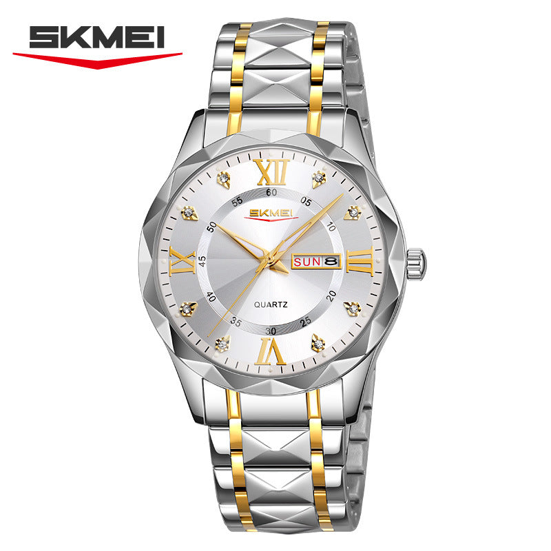 ⌚ Cash on Delivery 💑 SKMEI Fashion Couple Watch Set – Business Casual Waterproof Calendar Quartz Analog Wristwatch for Men & Women, Perfect for Office, Commute & Daily Wear – Gift Box Included – Free Shipping
