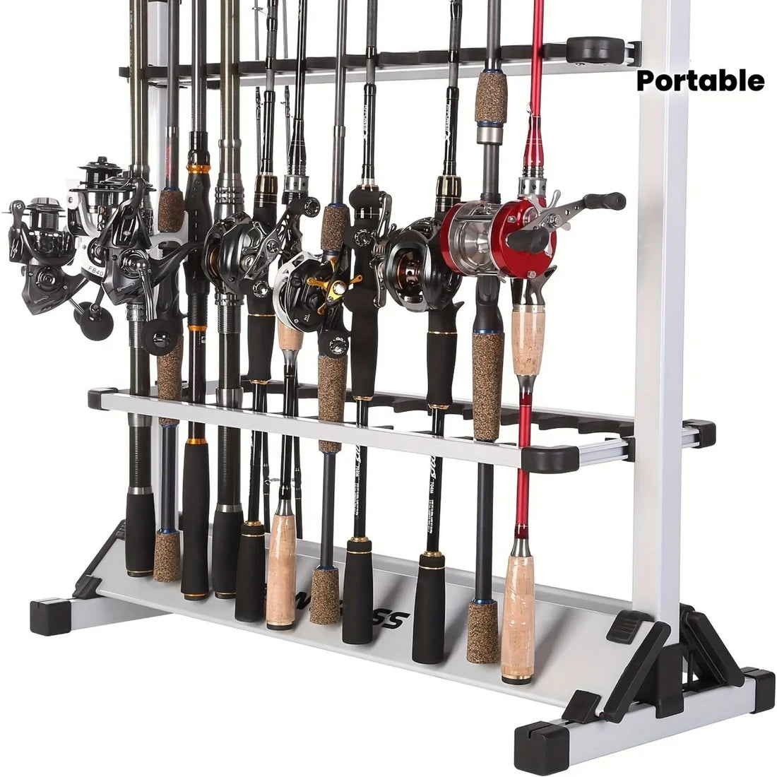 🎣 Cash on Delivery 🪝 Portable Aluminum Fishing Rod Rack – Holds Up to 24 Rods, Lightweight & Rust-Resistant, Space-Saving Organizer for Home & Outdoor Fishing Gear – Free Shipping