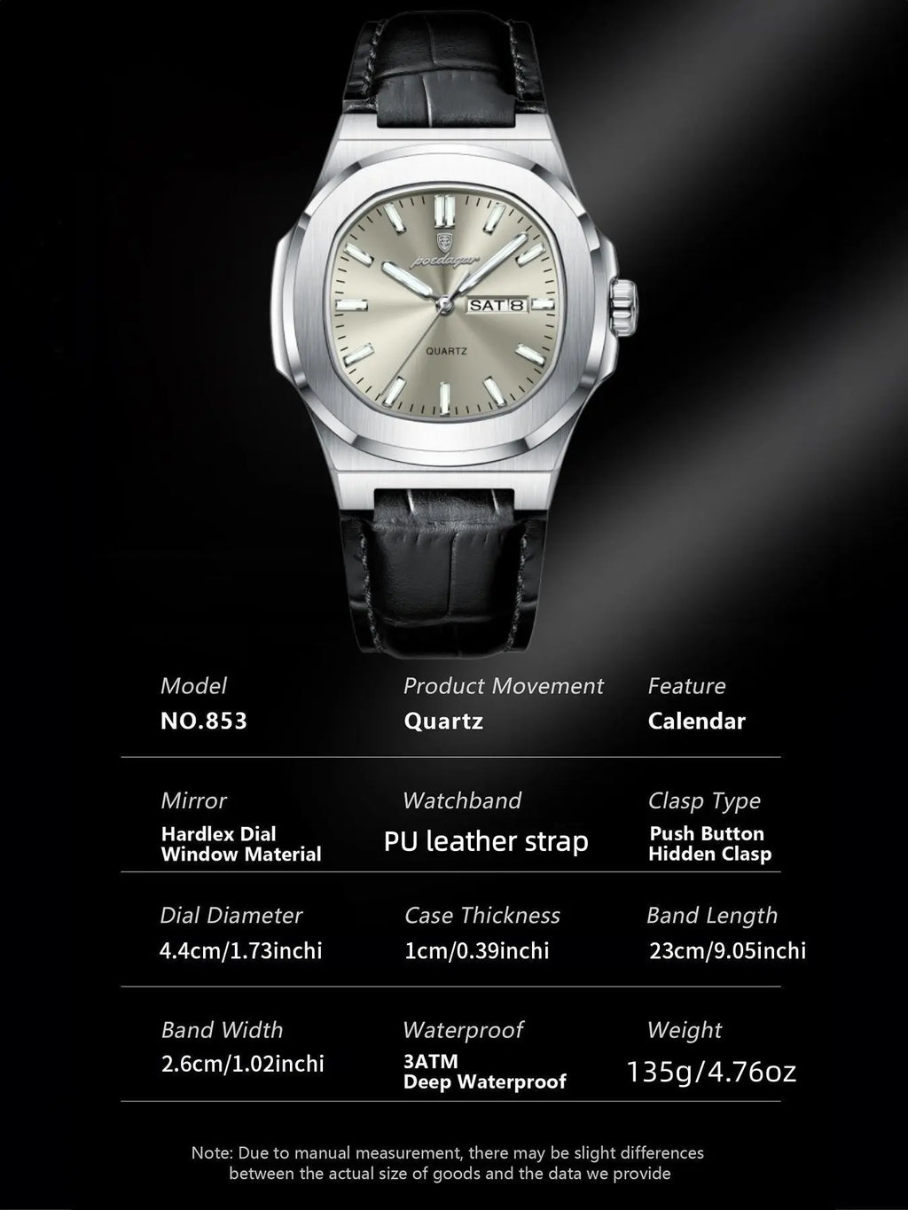 ⌚ Cash on Delivery 🏃 Men's Quartz Analog Wristwatch – Water Resistant, Date & Day Display, PU Leather Band – Sporty Fashion Timepiece – Free Shipping