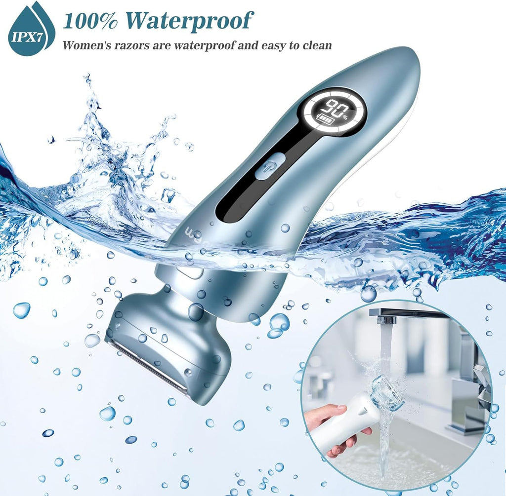 Akunbem Electric Shaver for Women – Best Rechargeable Razor for Bikini, Legs, Underarm & Body Hair – Detachable Head, Cordless Wet/Dry Use, Precise & Safe – Perfect Christmas & New Year Gift