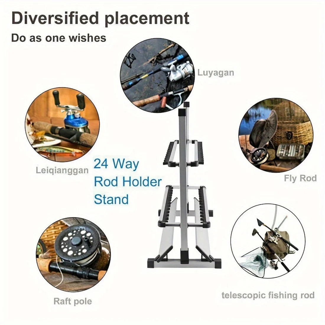 🎣 Cash on Delivery 🪝 Portable Aluminum Fishing Rod Rack – Holds Up to 24 Rods, Lightweight & Rust-Resistant, Space-Saving Organizer for Home & Outdoor Fishing Gear – Free Shipping