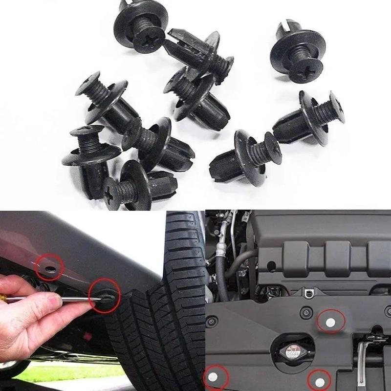 HE26 300pcs (3 Boxes × 100pcs) Universal Expansion Screw Clips Set for Automobiles Mudguard Leaf Plates Door Panel Clips C05 C20 C32 B01 D02 A16 Car Accessories with Free Pry Tool