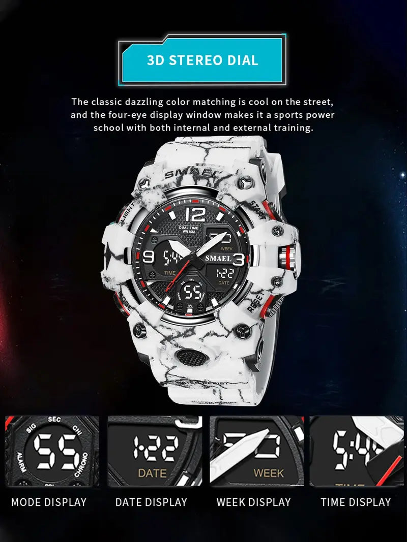 Men's Digital-Analog Quartz Watch with Date Display ¨C Fashion Sports, Waterproof, Luminous, Multifunctional