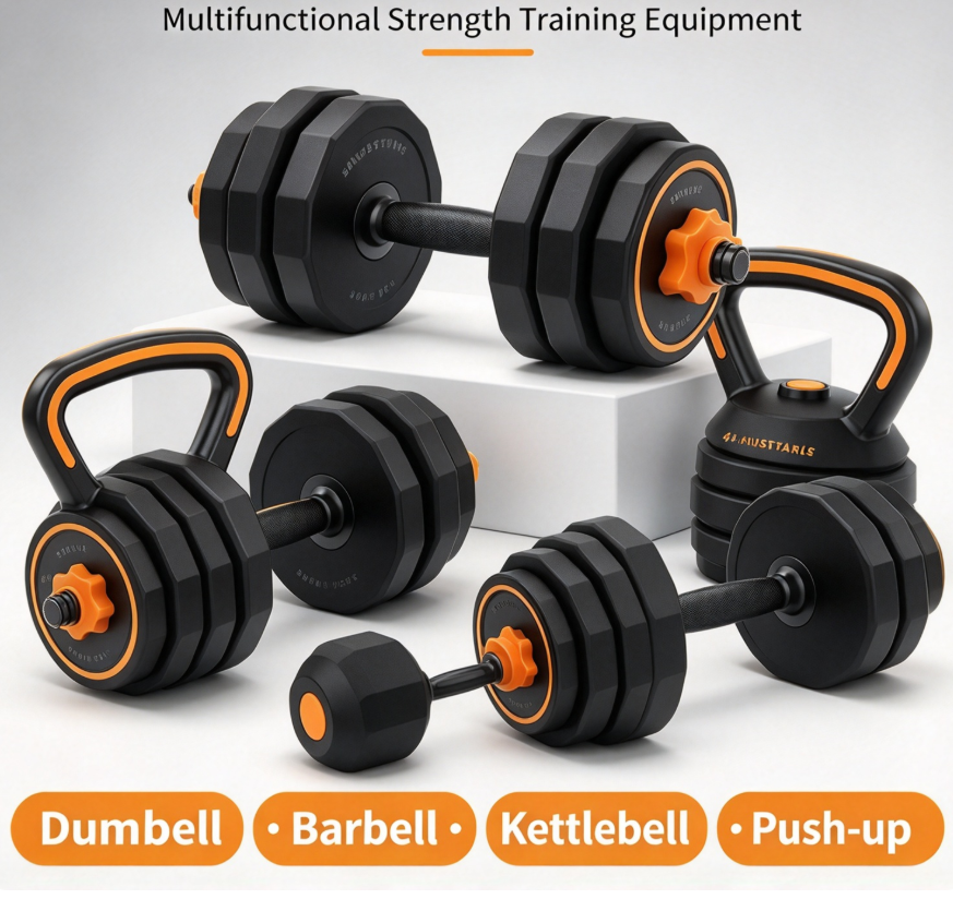 🏋️ Cash on Delivery 🎁 Adjustable Dumbbell Set – 44 lbs Multi-Functional Weight Set, Use as Dumbbell, Barbell, Kettlebell & Push-Up Stand – Home Gym Fitness Equipment – Christmas Gift Idea – Free Shipping