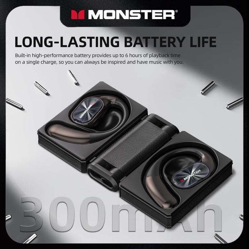 Black Monster Earbuds - Bluetooth 6.0 with Dual-Fold Design, 145H Playtime, IPX5 Waterproof Wireless Earbuds 🎵 Free Shipping & Cash on Delivery 📊