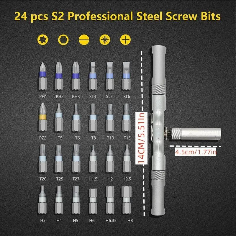 24-in-1 DIY Screwdriver Set - Switchable Shape Magnetic Ratchet Screwdriver with Portable Tool Box 🎵 Free Shipping & Cash on Delivery 📊