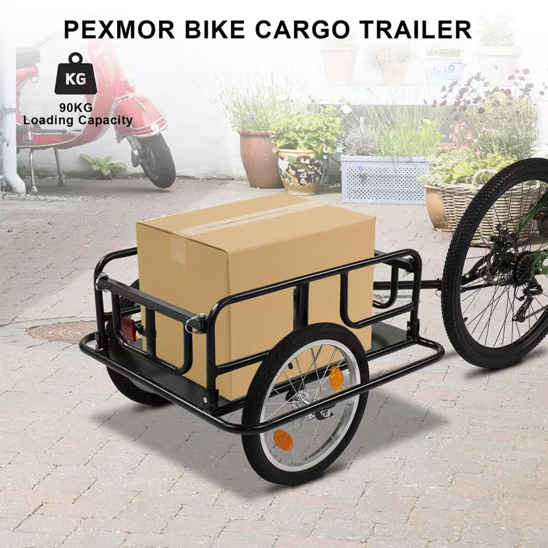 🚲 Cash on Delivery 📦 Foldable Bike Cargo Trailer with Universal Hitch – 16" Wheels & Reflectors, Large Loading Capacity – Perfect for Camping, Grocery & Moving – Free Shipping