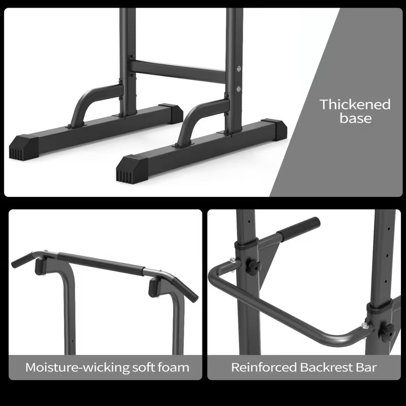 Adjustable Height Power Tower – Multi-Functional Dip Station & Pull-Up Bar for Home Gym