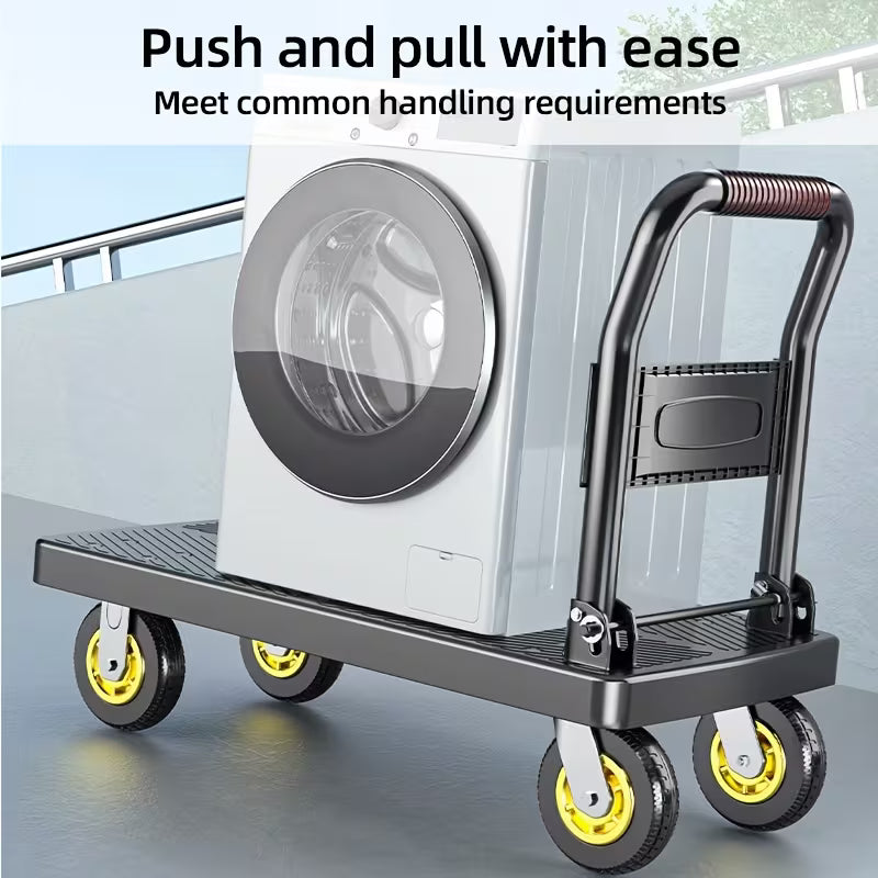 Folding Flat Cart – 660lbs Capacity, Silent Swivel Wheels for Moving & Home Renovation