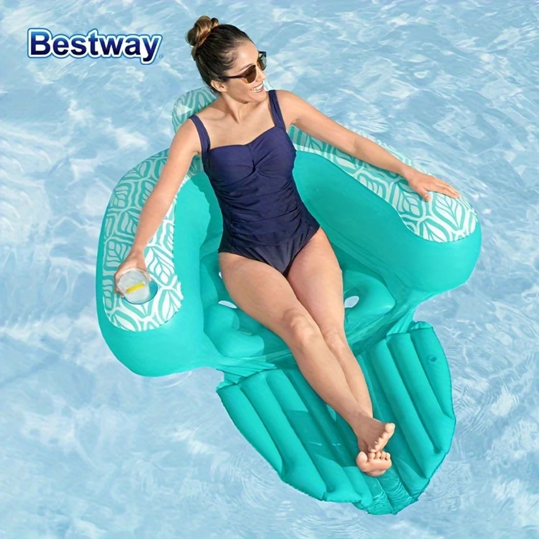 🏖️ Cash on Delivery 🍹 Portable Inflatable Pool Lounge Chair with Backrest & Cup Holder – Durable PVC for Summer Parties & Water Fun – Free Shipping