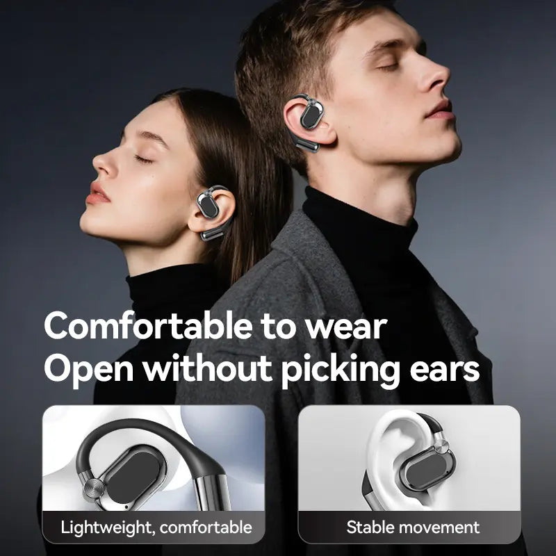 Bluetooth 5.4 Open Ear Hook Earphones – 360° Spatial Surround Sound Wireless Headphones, Smart Touch Control, Charging Box with Power Bank & LED Flashlight for Sports & Daily Use