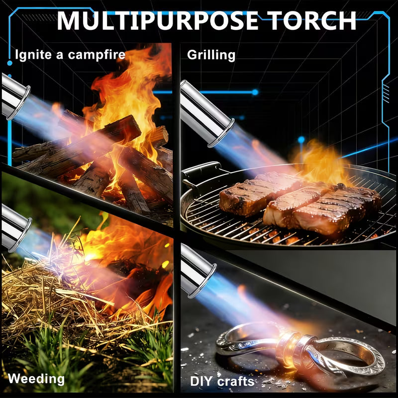 Propane Torch Gun – Adjustable Flame, Detachable for BBQ, Soldering & Camping（Gas not included）