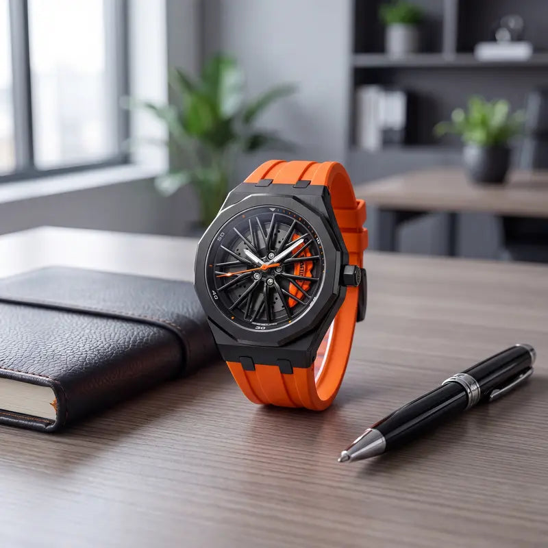 CHAXIGO New Brand Wheel Turning Quartz Watch – Creative Rotating Hub Design, 30M Waterproof, Luminous Display, Cross‑Border Fashion Trend