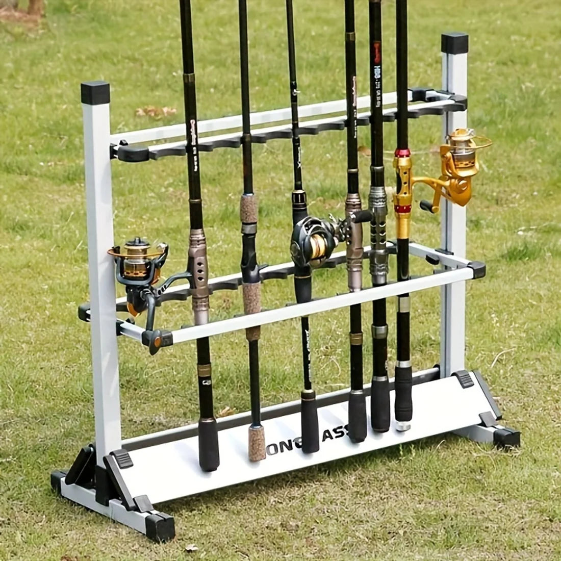🎣 Cash on Delivery 🪝 Portable Aluminum Fishing Rod Rack – Holds Up to 24 Rods, Lightweight & Rust-Resistant, Space-Saving Organizer for Home & Outdoor Fishing Gear – Free Shipping