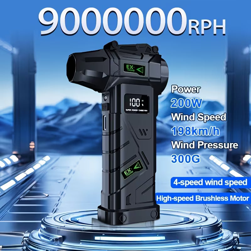 Handheld Turbo Fan with LED Display & Light – USB Rechargeable, Powerful Airflow, Portable Design – Perfect for Outdoor & Daily Use