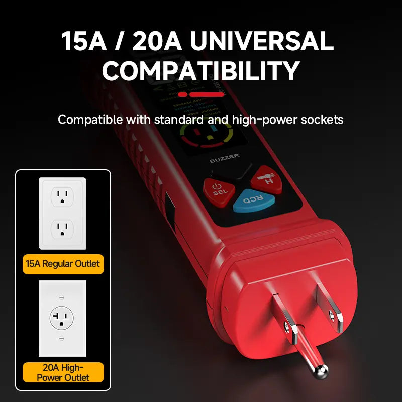 DELIXI 2 in 1 Outlet Circuit & Voltage Tester Pen, 2–440V AC Voltage Detector with NCV Function, Integrated GFCI Outlet Tester & Polarity Check, LCD Display, Audible Alarm & Flashlight, 3 Prong AC Voltage Socket Checker, Wiring Fault Detector