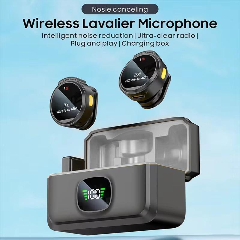 Wireless Lavalier Microphone with Charging Case - Portable Mini Audio Mic Compatible with iPhone iPad Android Smartphones for Vlog Live Recording 🎵 Free Shipping & Cash on Delivery 📊