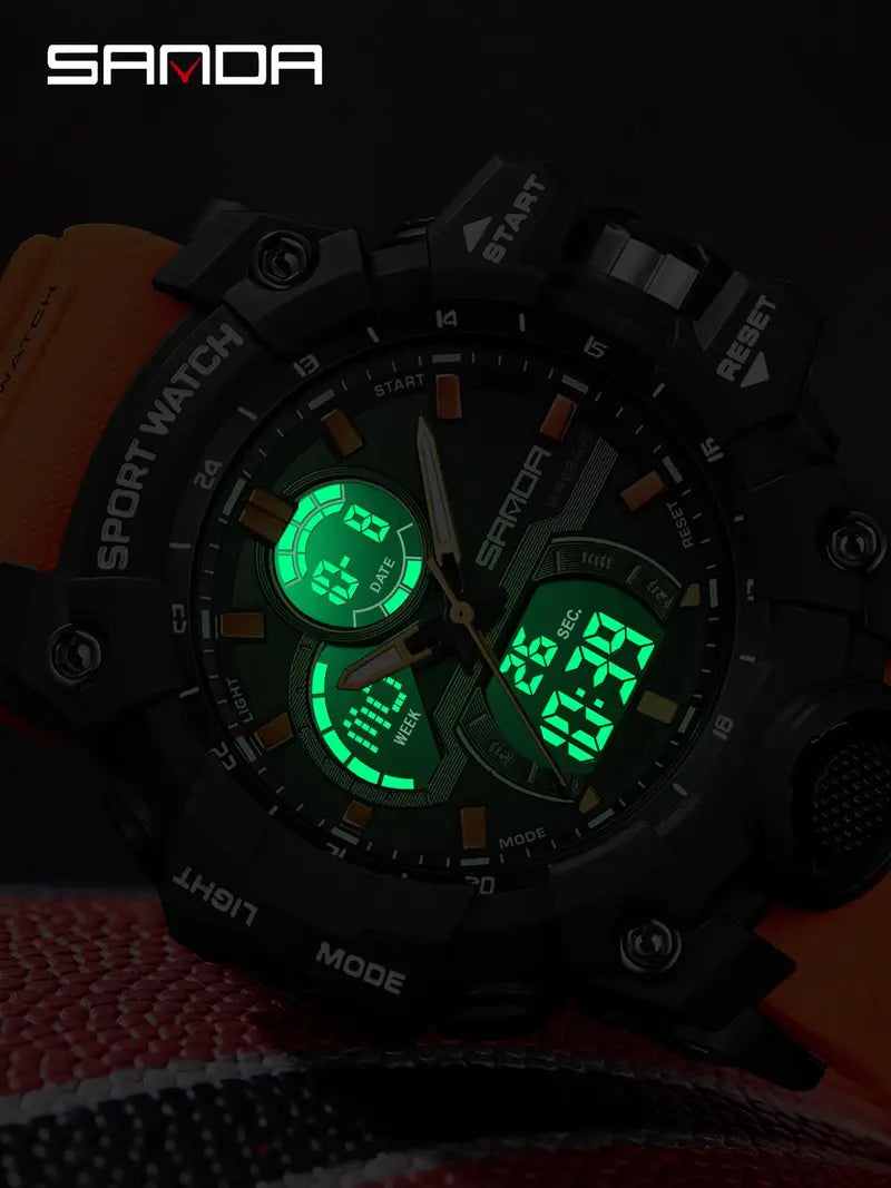 Men's Fashion Sportive Waterproof Digital Watch, Casual Trendy Luminous Digital Watch, Multifunctional Electronic Watch with Box