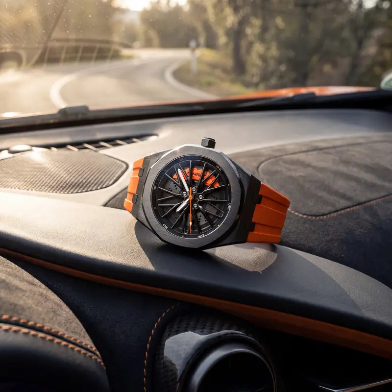 CHAXIGO New Brand Wheel Turning Quartz Watch – Creative Rotating Hub Design, 30M Waterproof, Luminous Display, Cross‑Border Fashion Trend