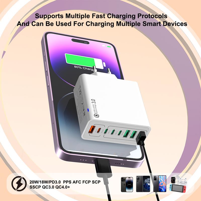 8 in 1 Waterproof Ports USB Fast Charger - Multi-Port Charging Station for Multiple Devices, High-Speed Hub with Outlet Plug 🎵 Free Shipping & Cash on Delivery 📊