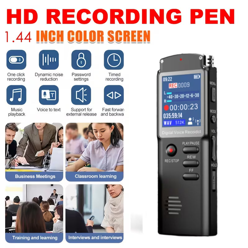 🎙️ Cash on Delivery 📟 Mini Recorder – Screen Display, External Playback, Voice-Controlled Recording, Long Battery Life – Portable for Meetings, Lectures & Interviews – Free Shipping