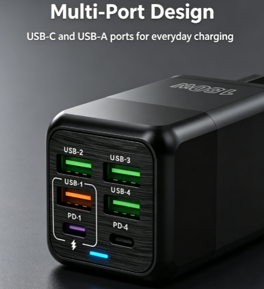 🔌 Cash on Delivery ⚡ 150W Super Fast Charging Head – Multi-Port Desktop Charger & Multifunctional Adapter – Universal for Phones, Tablets & Laptops – GaN Technology – Free Shipping