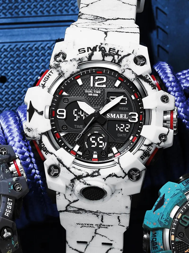 Men's Digital-Analog Quartz Watch with Date Display ¨C Fashion Sports, Waterproof, Luminous, Multifunctional