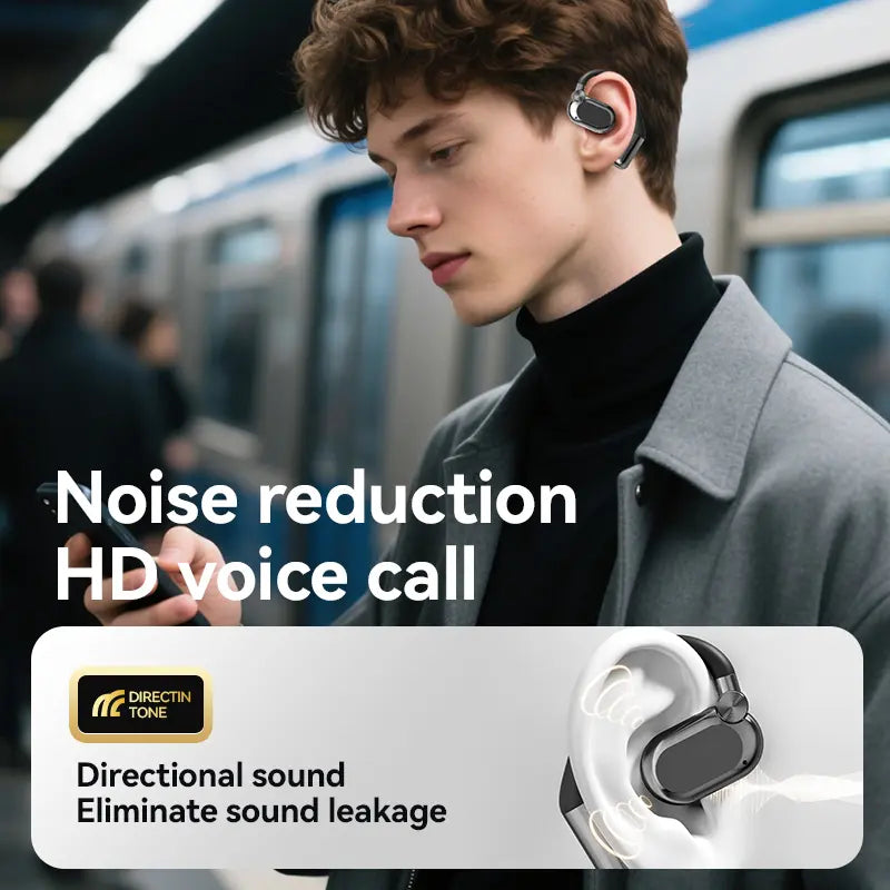 Bluetooth 5.4 Open Ear Hook Earphones – 360° Spatial Surround Sound Wireless Headphones, Smart Touch Control, Charging Box with Power Bank & LED Flashlight for Sports & Daily Use