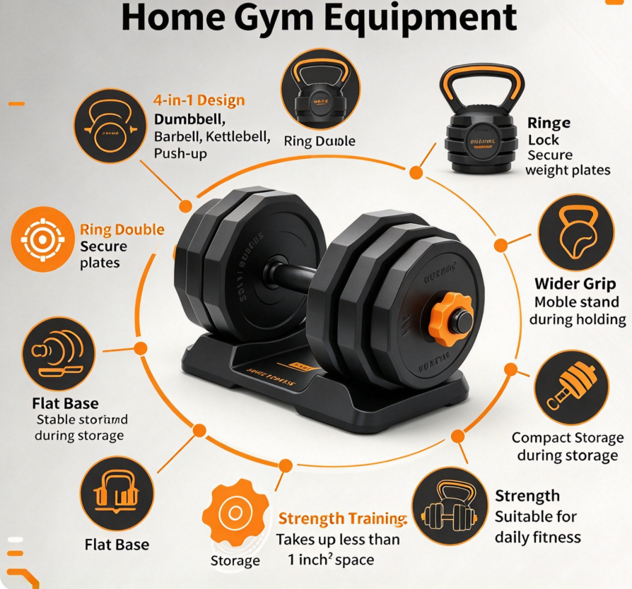 🏋️ Cash on Delivery 🎁 Adjustable Dumbbell Set – 44 lbs Multi-Functional Weight Set, Use as Dumbbell, Barbell, Kettlebell & Push-Up Stand – Home Gym Fitness Equipment – Christmas Gift Idea – Free Shipping