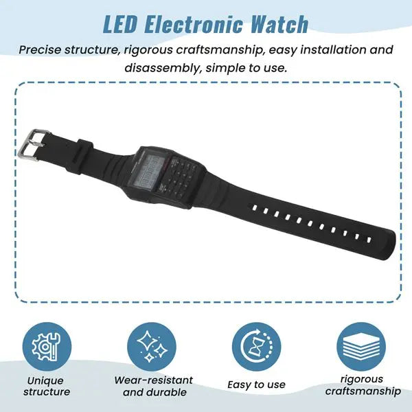 Trendy Multifunctional Digital LED Watch for Students ¨C Sports Style, 3-Bar Glass-Plastic, Luminous, with Calculator, Phone Number Storage, Alarm & Week Display