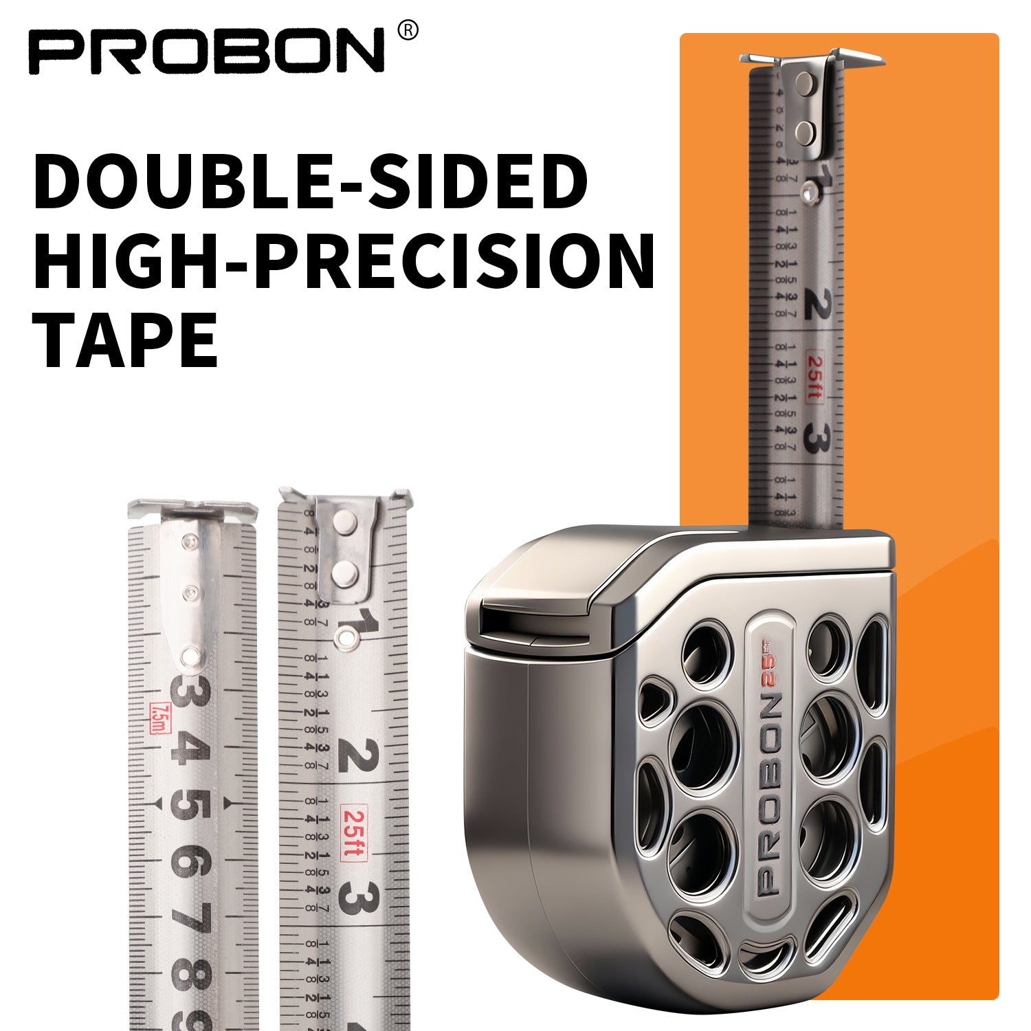 High-Quality Safety Brake Tape Measure – 7.5M Hollow Stainless Steel, Double-Sided Printing Metric & Imperial Scale, Anti-Drop Waterproof Wear-Resistant, Self-Locking